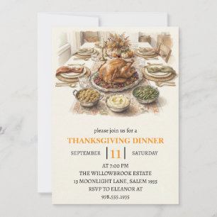 Invitation Fête de dîner d'automne vacances de thanksgiving 