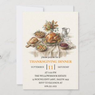 Invitation Fête de dîner d'automne vacances de thanksgiving 