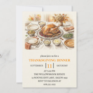 Invitation Fête de dîner d'automne vacances de thanksgiving 