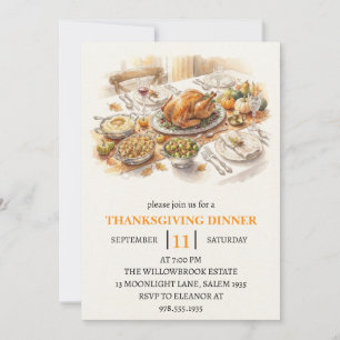 Invitation Fête de dîner d'automne vacances de thanksgiving 