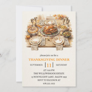 Invitation Fête de dîner d'automne vacances de thanksgiving 