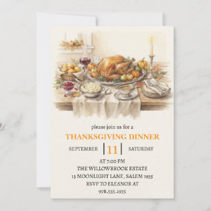 Invitation Fête de dîner d'automne vacances de thanksgiving 