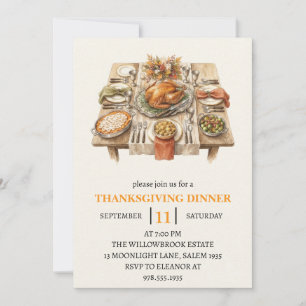 Invitation Fête de dîner d'automne vacances de thanksgiving 