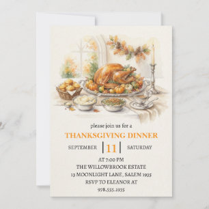 Invitation Fête de dîner d'automne vacances de thanksgiving 
