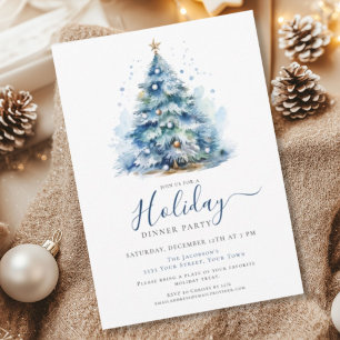 Invitation Fête de dîner festive Blue Gold vacances