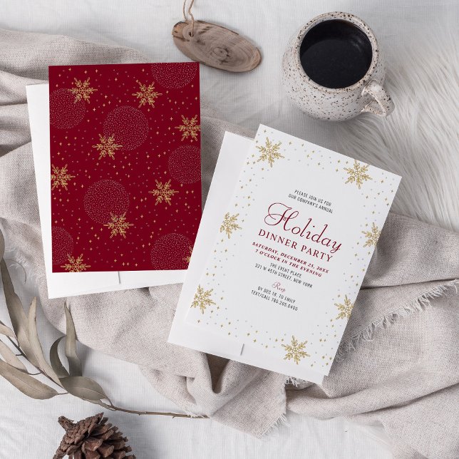 Invitation Fête de dîner moderne de Noël pour entreprise en o (Créateur téléchargé)