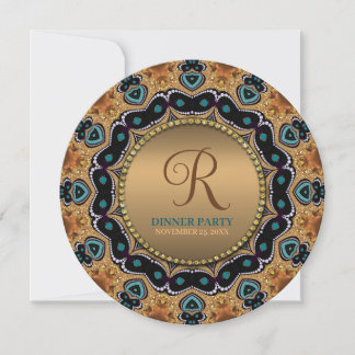 Invitation Fête de dîner scintillante marocaine or chaud et s
