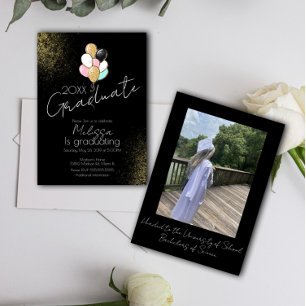 Invitation Fête de diplômé de collège lycée avec ballons pail