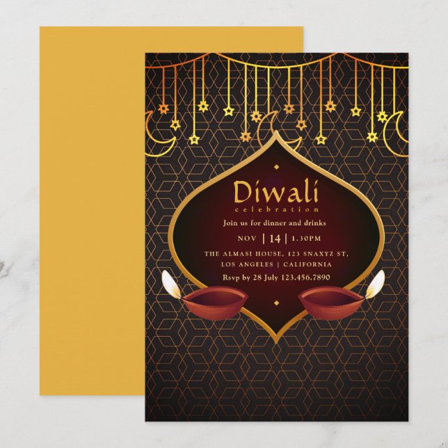 Invitation Fête de Diwali (Devant / Derrière)