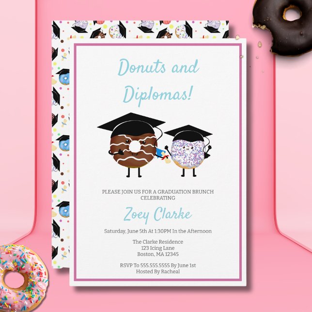 Invitation Fête de Donuts de Remise des Diplômes Thème Mignon (Créateur téléchargé)