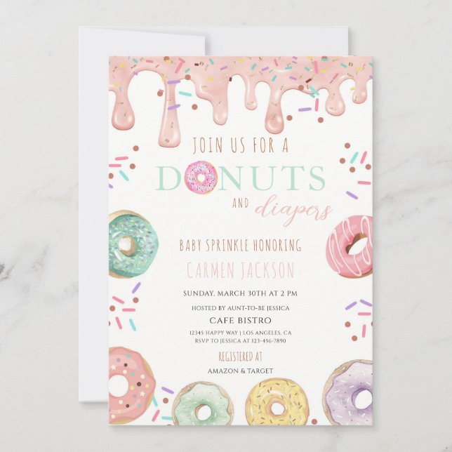 Invitation Fête de Douceurs et de Lange pour Bébé (Devant)