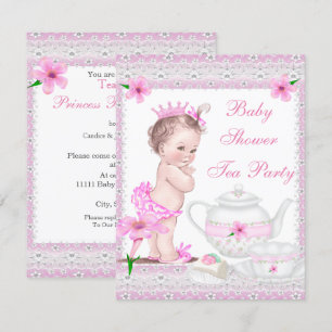 Invitation Fête de douche de bébé princesse rose vintage