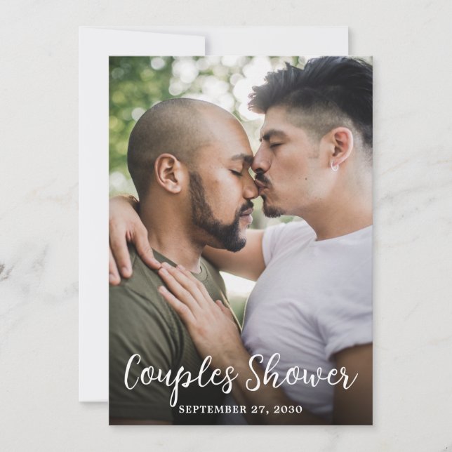 Invitation Fête de douche de couples LGBTQ de photo moderne (Devant)