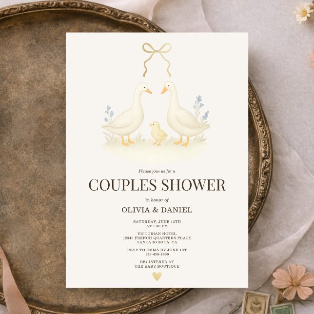 Invitation Fête de douche de couples Oie et Poussin de Livre  (Créateur téléchargé)