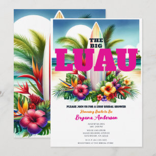 Invitation Fête de douche de la mariée Luau de Piscine Planch