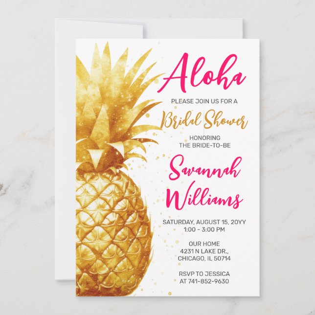 Invitation Fête de douche de mariage Aloha hawaïenne (Devant)