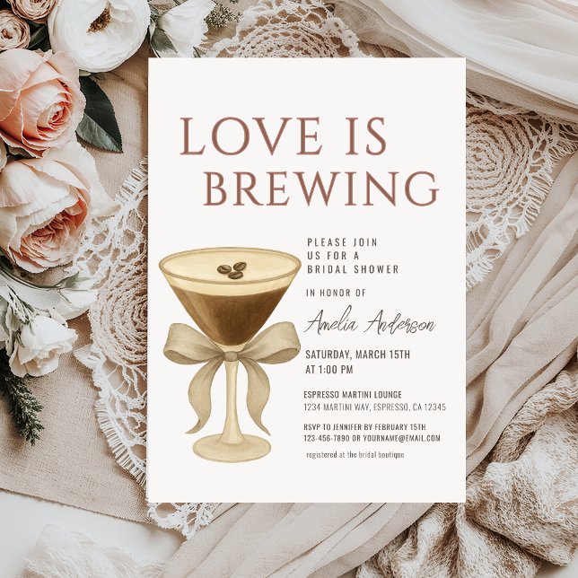 Invitation Fête de douche de mariage Espresso Martini Love is (Créateur téléchargé)