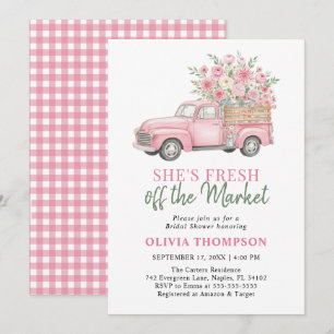 Invitation Fête de douche de mariage pour camion rose tout ju