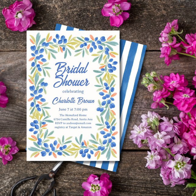 Invitation Fête de douche de Mariée à la Guirlande d'Olive (Créateur téléchargé)