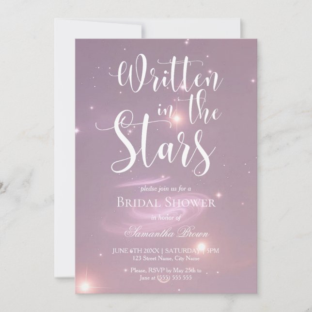 Invitation Fête de douche de mariée Écrit dans les Étoiles  (Devant)