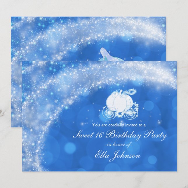Invitation Fête de douche de mariée élégante avec éclat bleu  (Devant / Derrière)