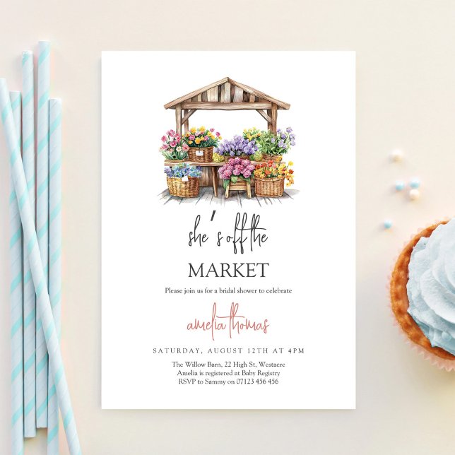 Invitation Fête de douche de mariée Elle est hors du marché (Créateur téléchargé)