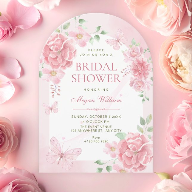 Invitation Fête de douche de mariée florale rose (Créateur téléchargé)