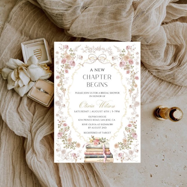 Invitation Fête de douche de mariée : un nouveau chapitre com (Créateur téléchargé)