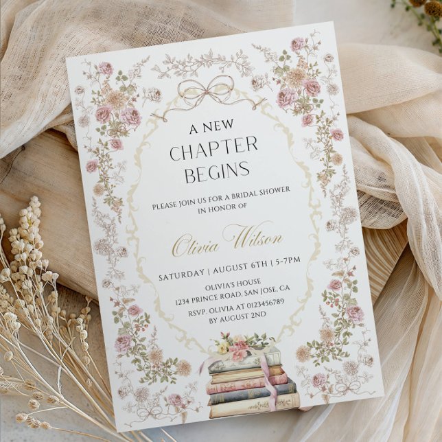 Invitation Fête de douche de mariée : Un Nouveau Chapitre Com (Créateur téléchargé)