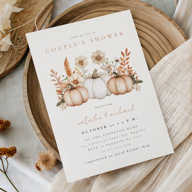 Invitation Fête de douche Rustique Boho Automne Citrouille Co (Créateur téléchargé)