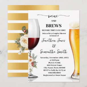 Invitation Fête de douches pour couples Vin Blanc Floral d'Hi