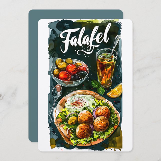 Invitation Fête de Falafel Hummus : Bio Saine Réchauffement ص (Devant / Derrière)