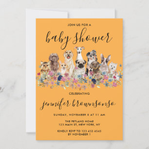 Invitation Fête de famille pour bébé Orange Dogs