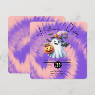 Invitation Fête de fantômes d'Halloween Tie-Dye Dessin à la m