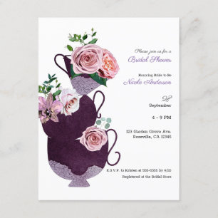 Invitation Fête de Fête de l'mariée Florale des tasses à thé