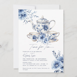 Invitation Fête de Fête des mariées Tea Blue Chinoiserie