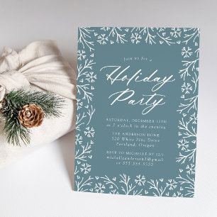 Invitation Fête de Fête Elégante Flamme de Neige Bleue Froste