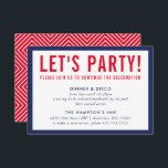 Invitation FÊTE DE FÊTE INFO moderne audacieux marine bleu ro<br><div class="desc">par kat massard >>> www.simplysweetPAPERIE.com <<< Un design simple pour vos CARTES DE PARTI - pour correspondre à vos invitations principales. J'aime le design, mais je voudrais voir quelques changements - un autre jeu de couleurs, un autre produit, ajouter une photo ou adapté pour une occasion différente - pas de...</div>