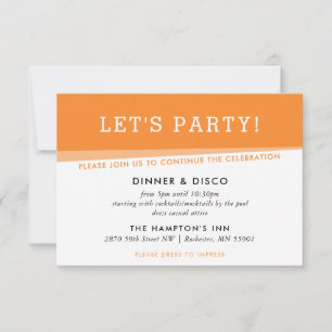 Invitation FÊTE DE FÊTE simple moderne audacieux orange vif