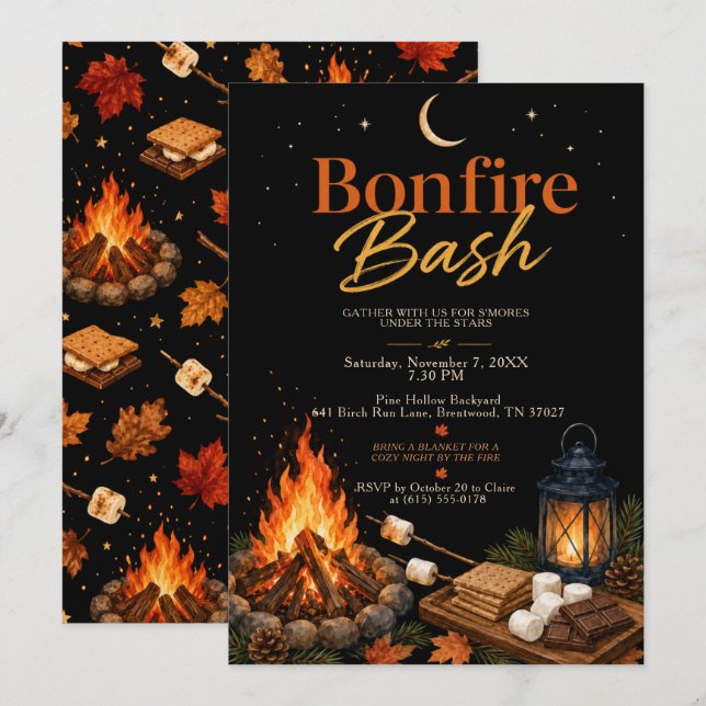 Invitation Fête de feu de joie (Devant / Derrière)