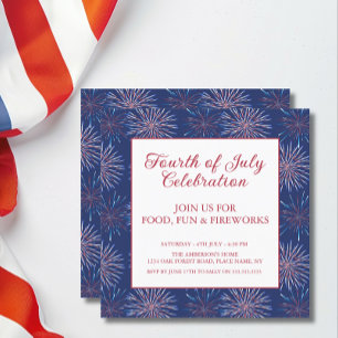 Invitation Fête de feux d'artifice patriotique moderne du 4 j