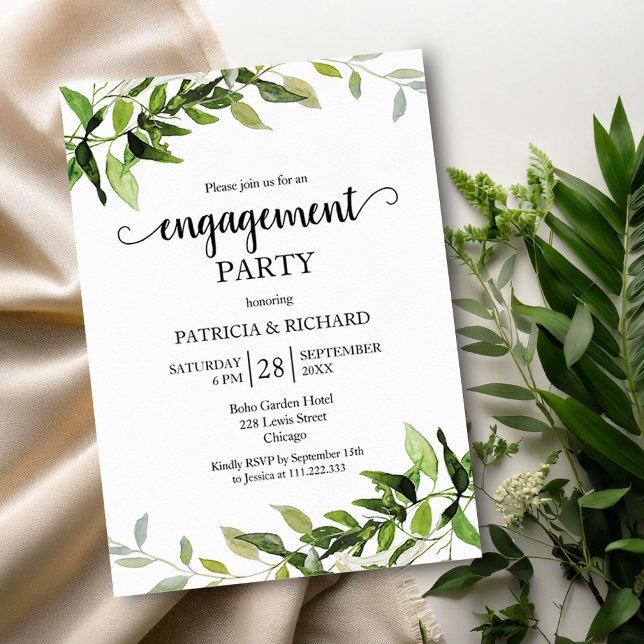 Invitation Fête de Fiançailles à la Foliage Verte (Créateur téléchargé)