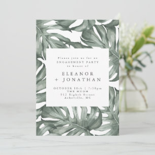 Invitation Fête de fiançailles à l'aquarelle botanique Monste