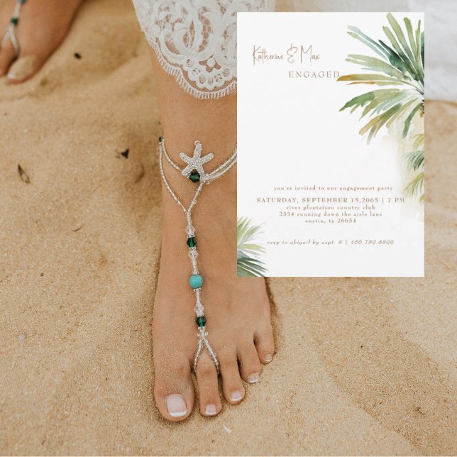 Invitation Fête de fiançailles à l'aquarelle tropicale  (Créateur téléchargé)
