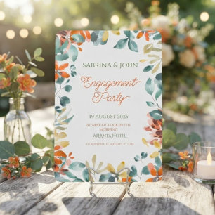 Invitation Fête de fiançailles aquarelle florale colorée