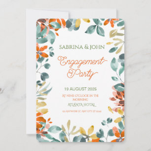 Invitation Fête de fiançailles aquarelle florale colorée