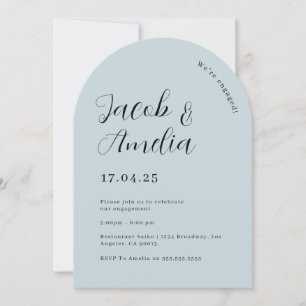 Invitation Fête de fiançailles Arch Moderne Bleu Poussiéreux