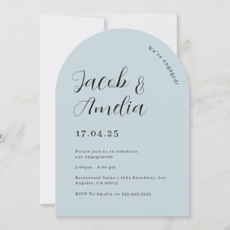 Invitation Fête de fiançailles Arch Moderne Bleu Poussiéreux 