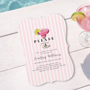 Invitation Fête de Fiançailles au Cocktail à Rayure Rose
