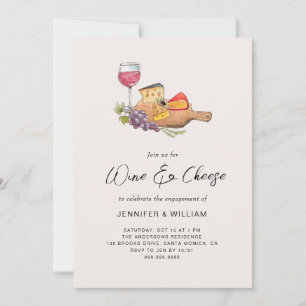 Invitation Fête de fiançailles autour du vin et du fromage